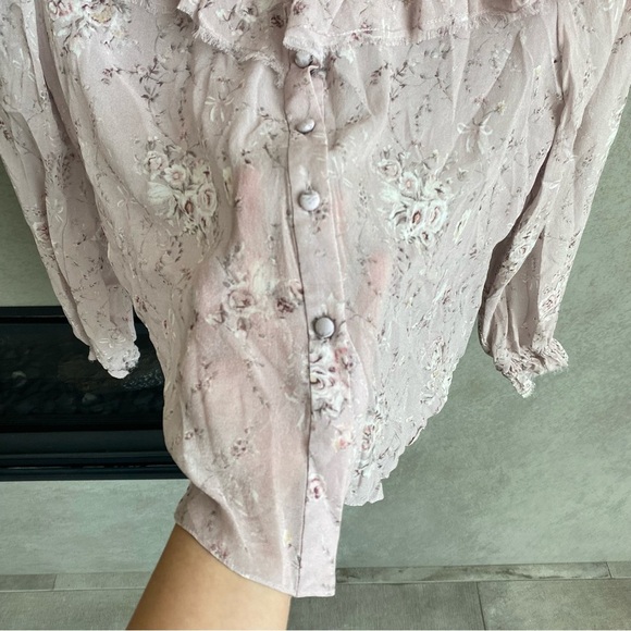 LoveShackFancy floral silk ruffle top, Size S - Picture 6 of 10